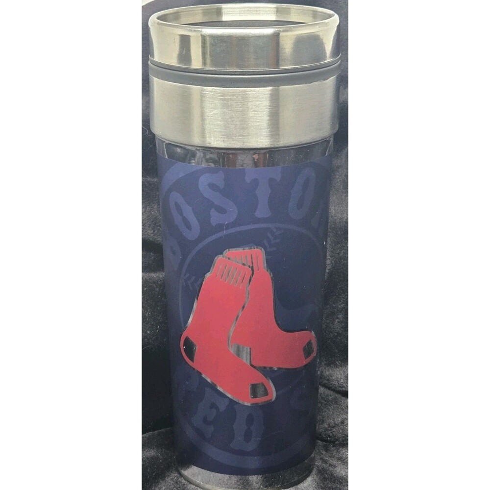 Red Sox 16oz Stainless Travel Tumbler Mug Slid Lid Great American-Not utilized